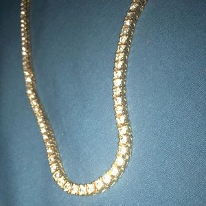 Tennis necklace unisex 23 inch gold plated